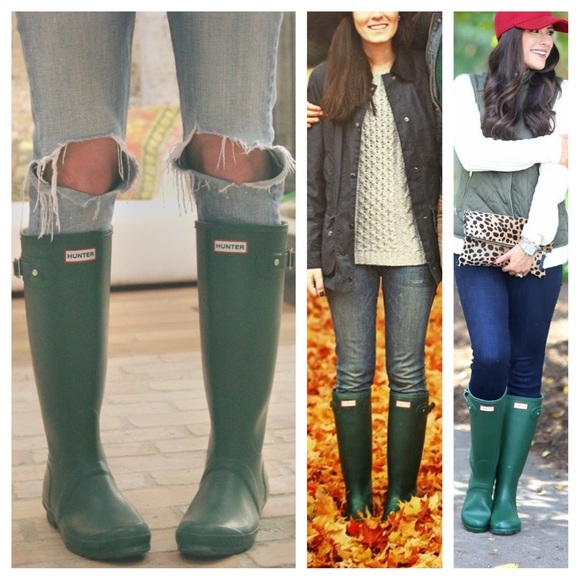 Hunter Womens Original Tall Rain Boots Matte Green - Picture 4 of 8